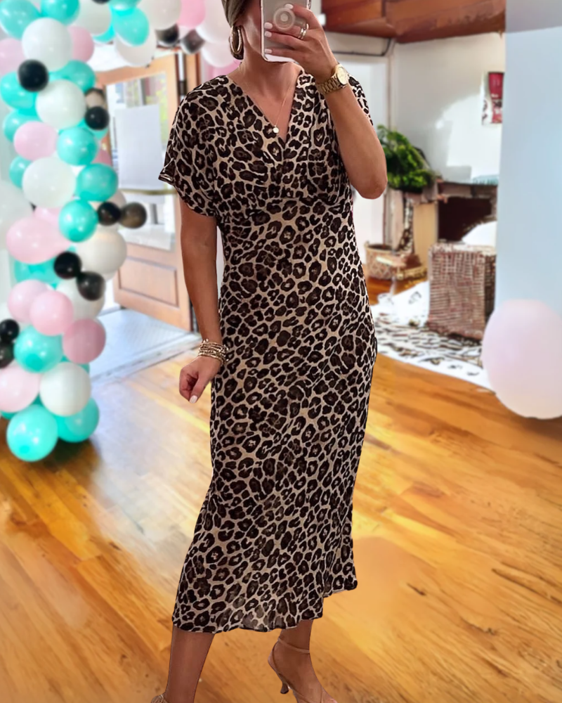 Elegant Leopard Maxi Dress