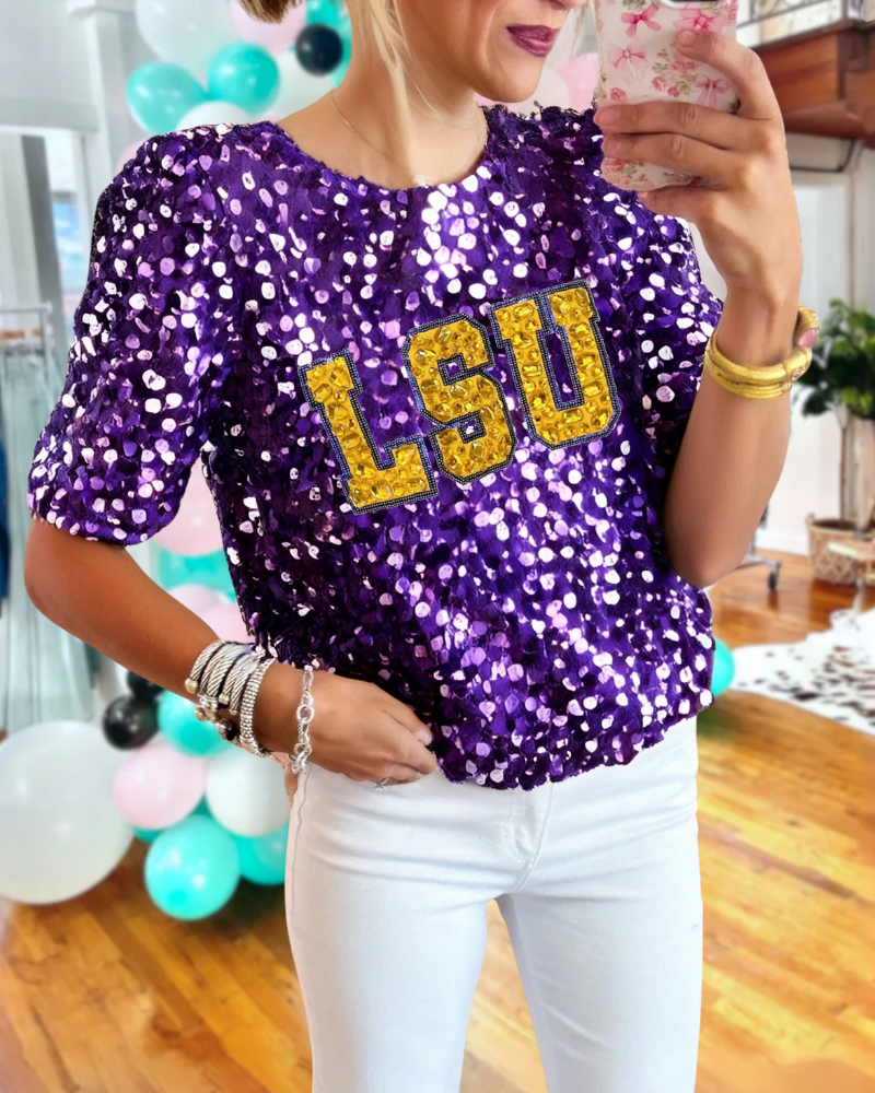 LSU Sequins Top