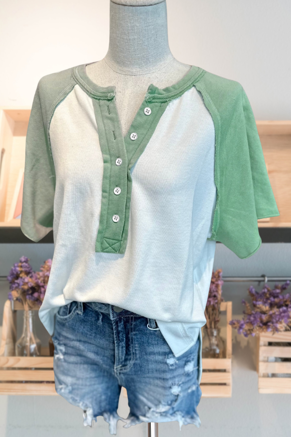 Color Block Henley Top