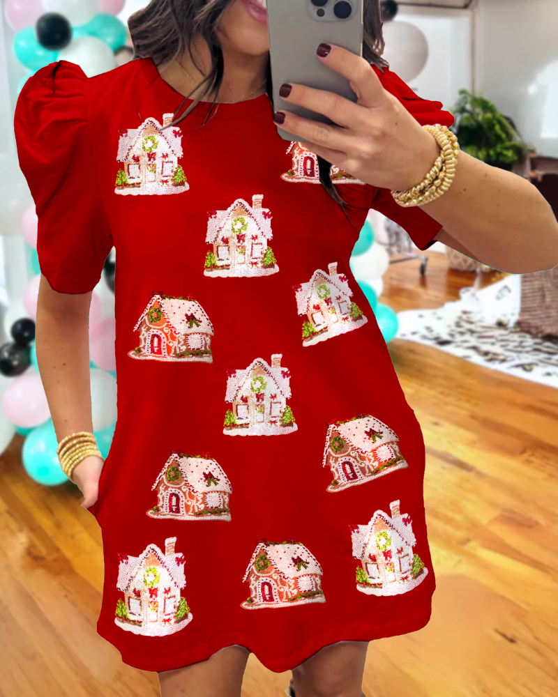 Christmas House Sequin Dress
