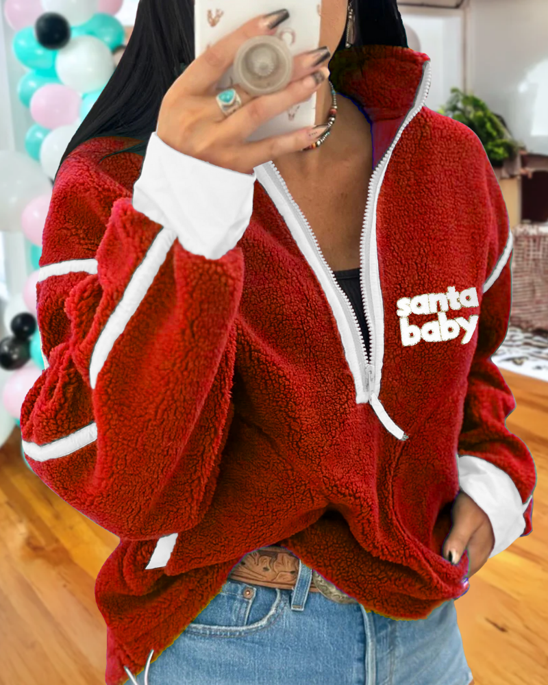 Santa Baby Half-Zip Plush Pullover