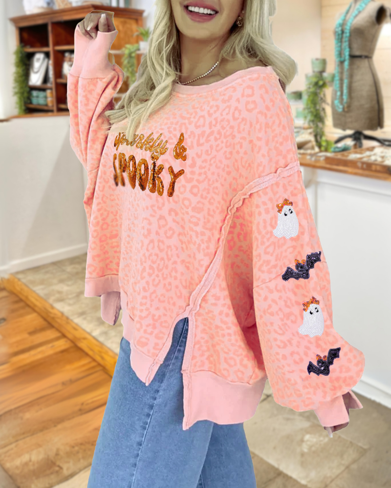 Halloween Sequin Sparkly Spooky Sweatshirt