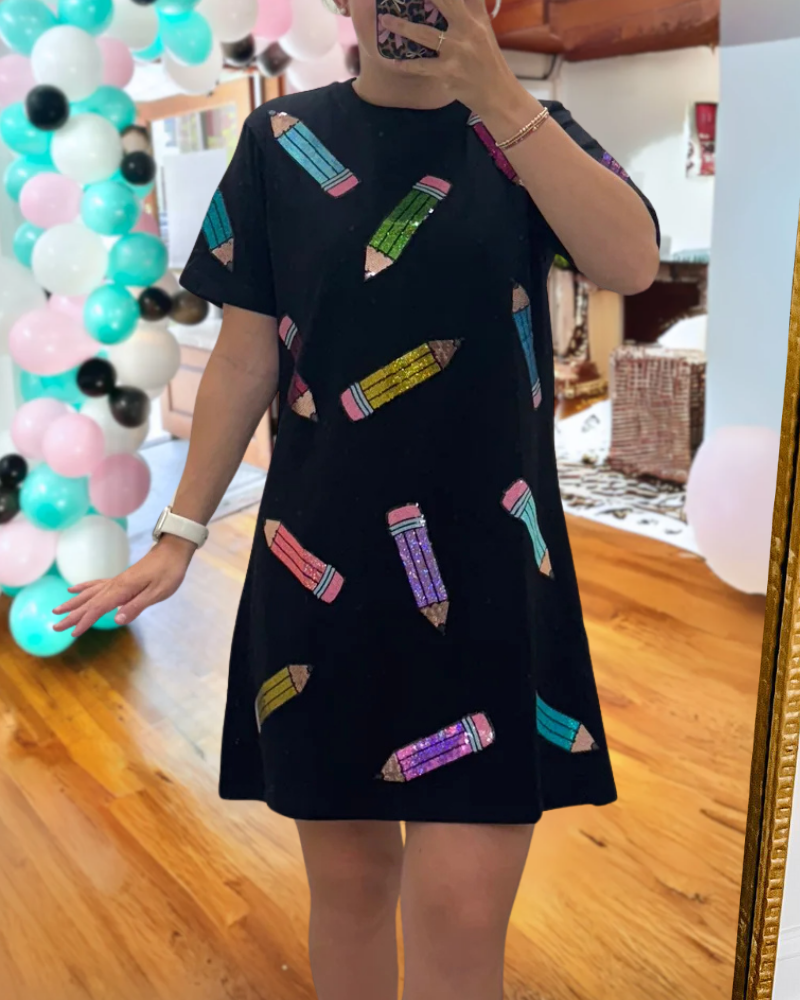 Scattered Pencil Sequin Dress