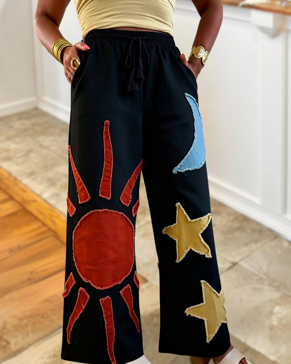 Sun and Star Patch Wide-Leg Pant