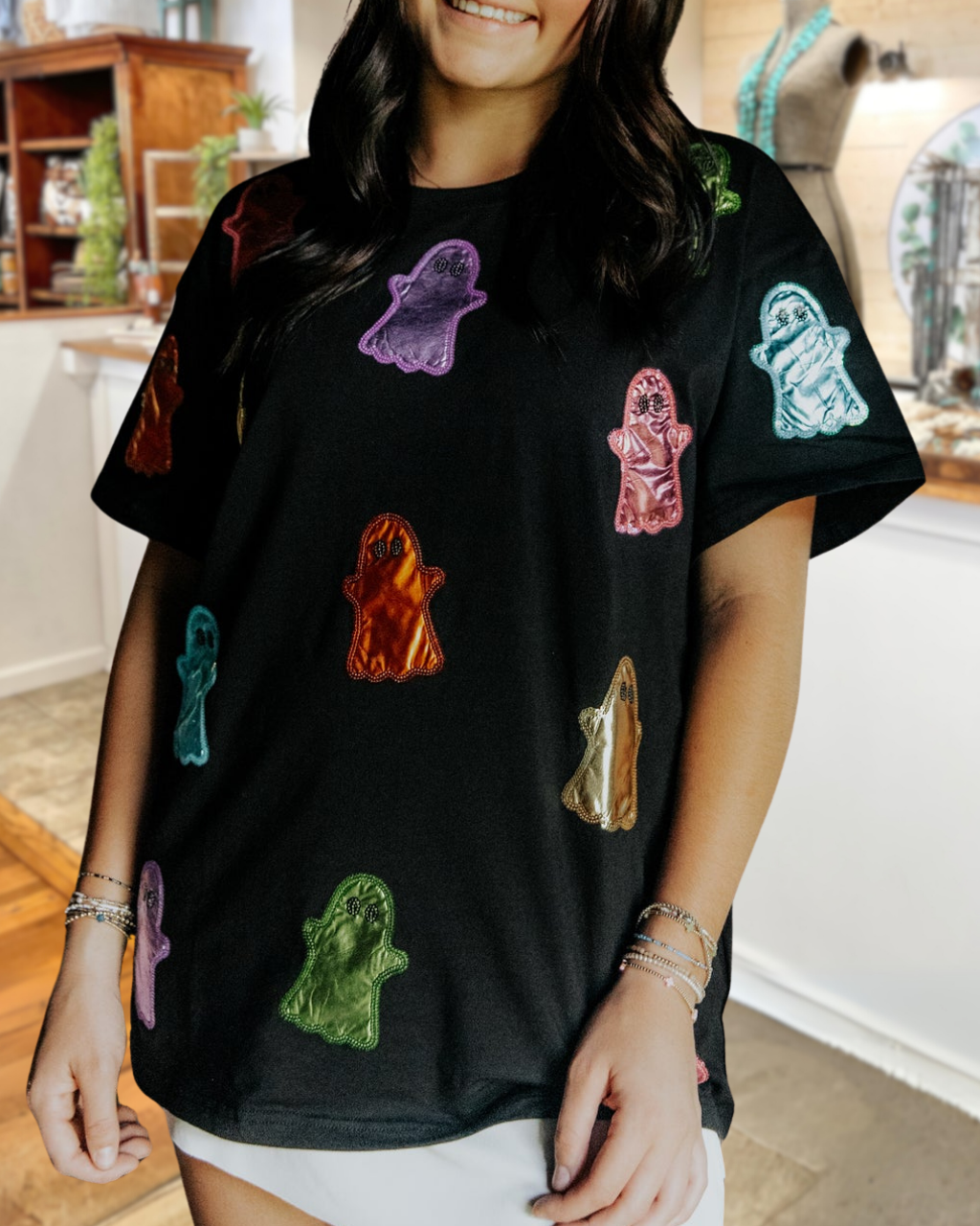 Colorful Ghost Sequin T-shirt