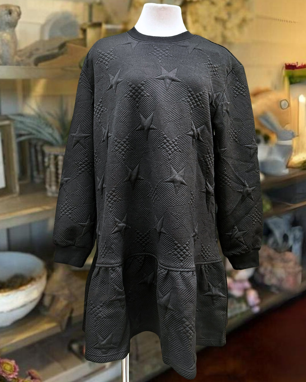 Star-textured Crew Neck Dress
