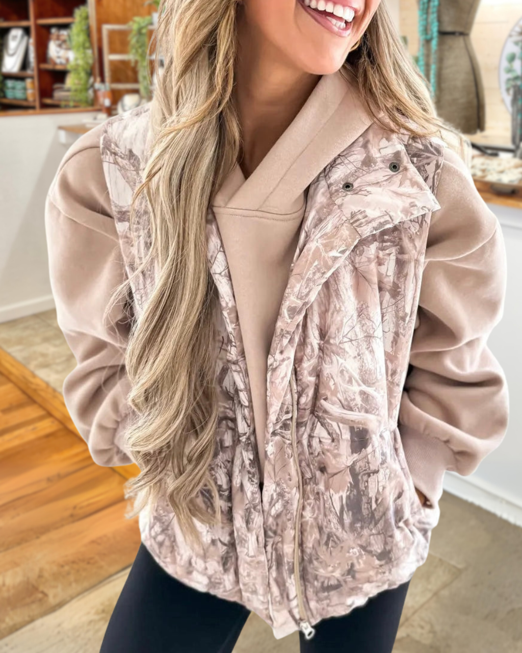 Leaf-Print Padded Cotton Vest