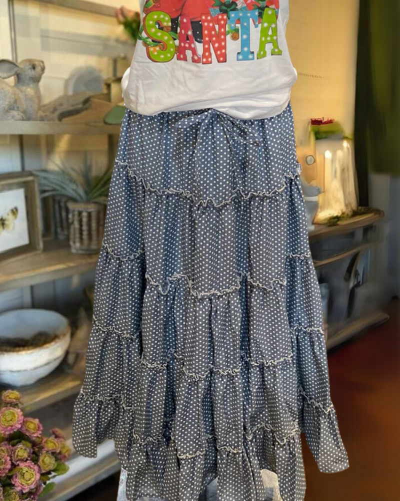 Polka Dot Layered Midi Skirt