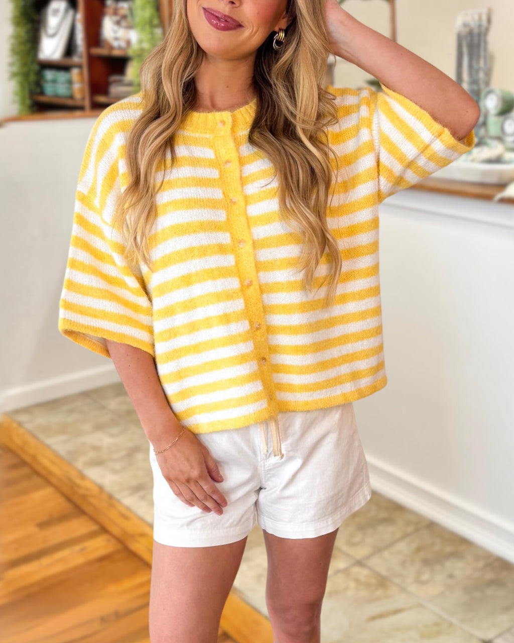 Soft Touch Striped Cardigan Top