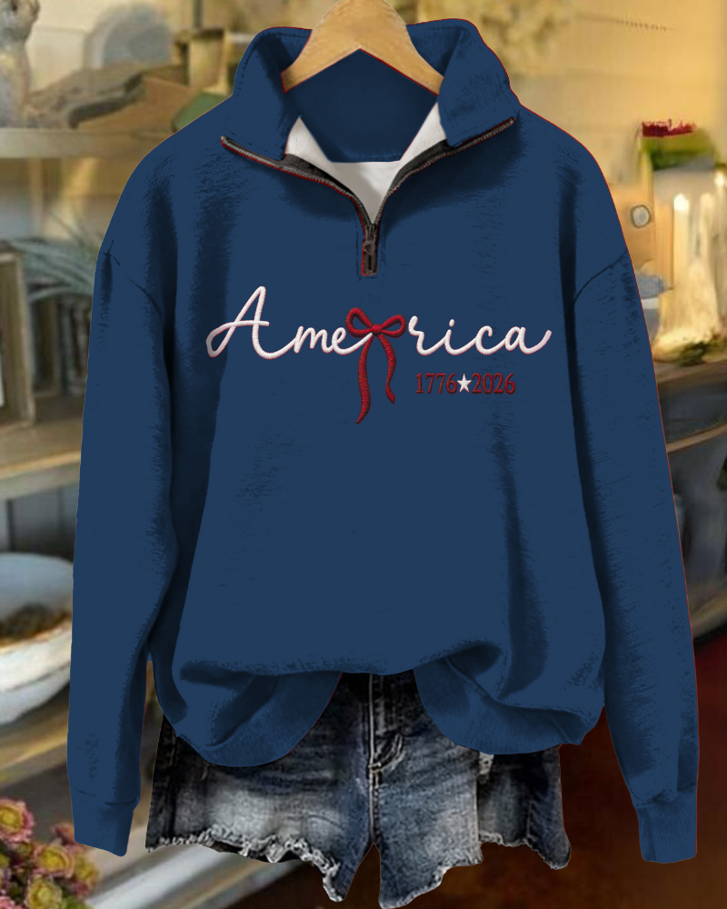 American Embroidered Half-Zip Pullover