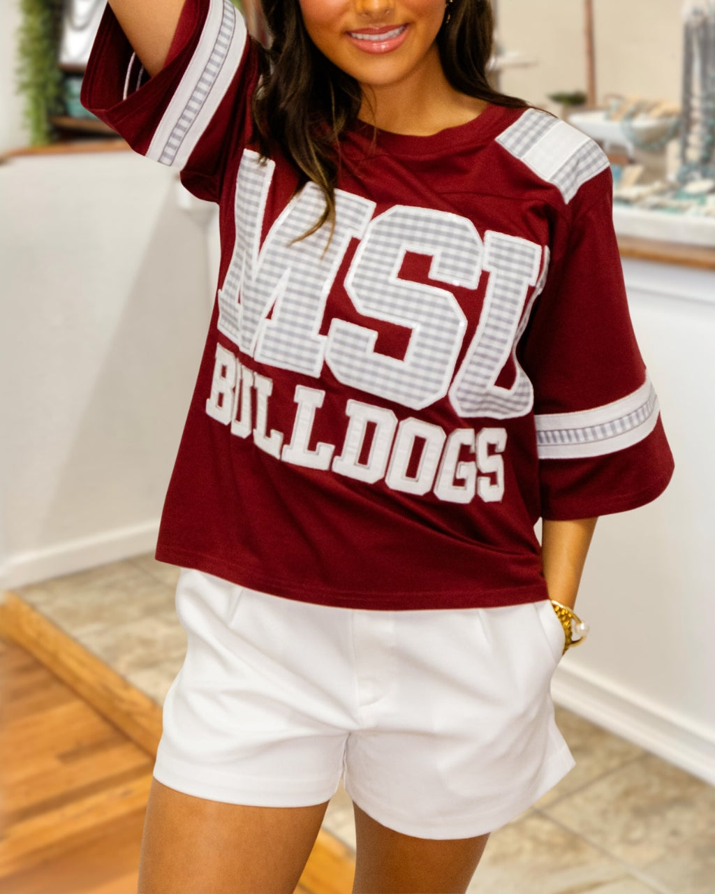 Throwback Style Gingham Oversized Tee