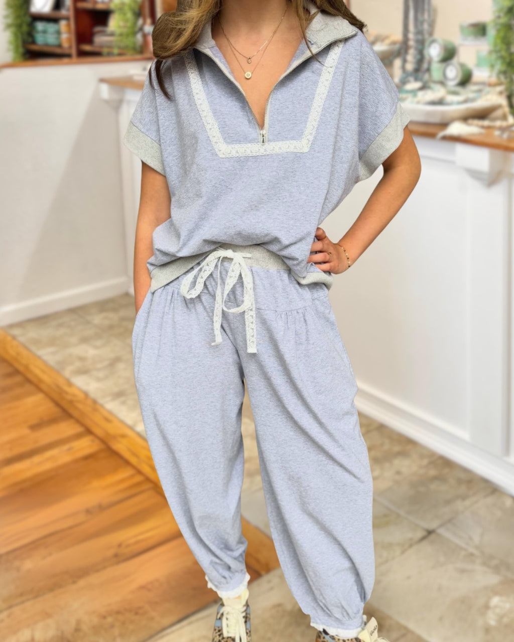 Casual Lace-Trimmed Set