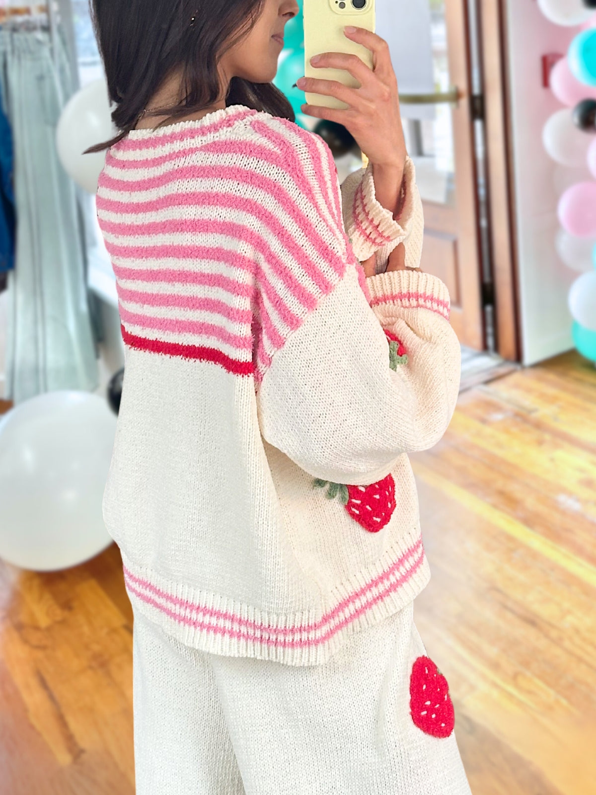 Sweet Strawberry Color-Block Pullover