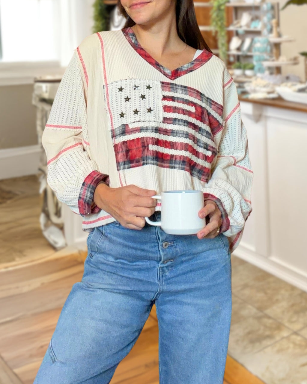 Stylish Flag Waffle Top