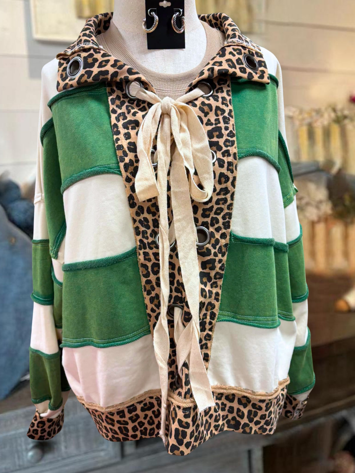 Casual Leopard Print Patchwork Pullover