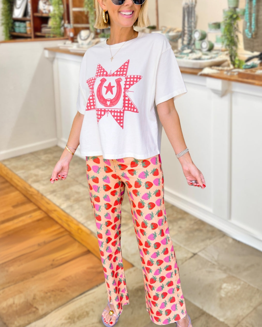 All Over Strawberry Print Pants