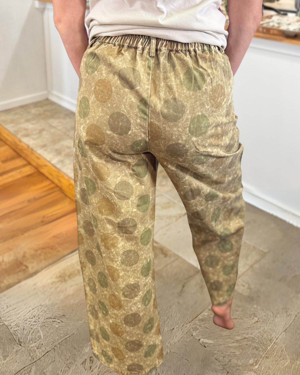 Retro Polka Dot Washed Distressed Pants
