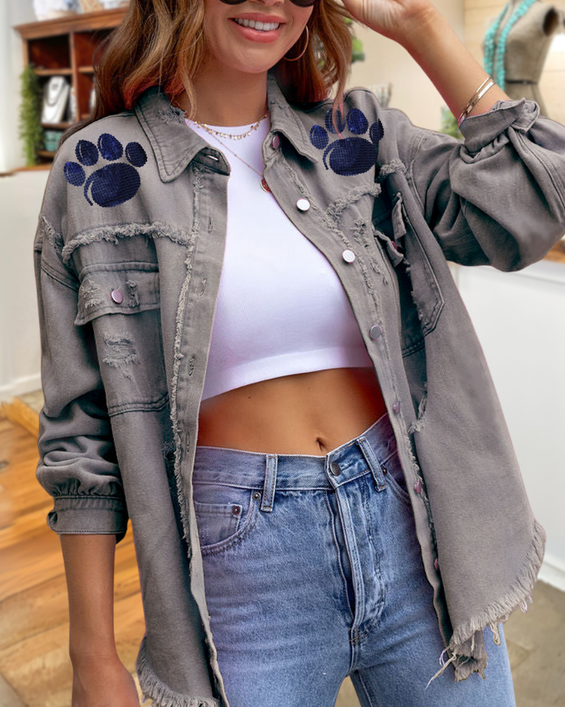 Penn State Sequined Raw-Edge Jacket
