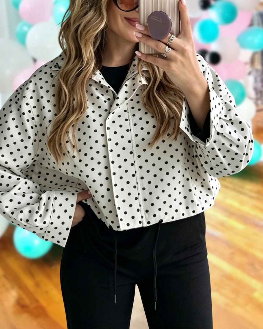 Stylish Turtleneck Polka-Dot Jacket