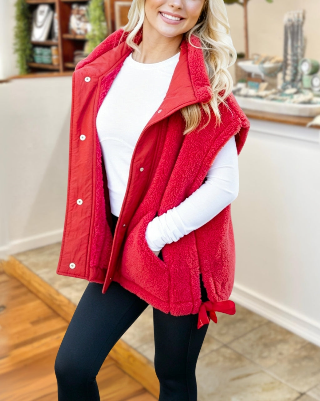 Casual Loose Fit Sherpa Vest