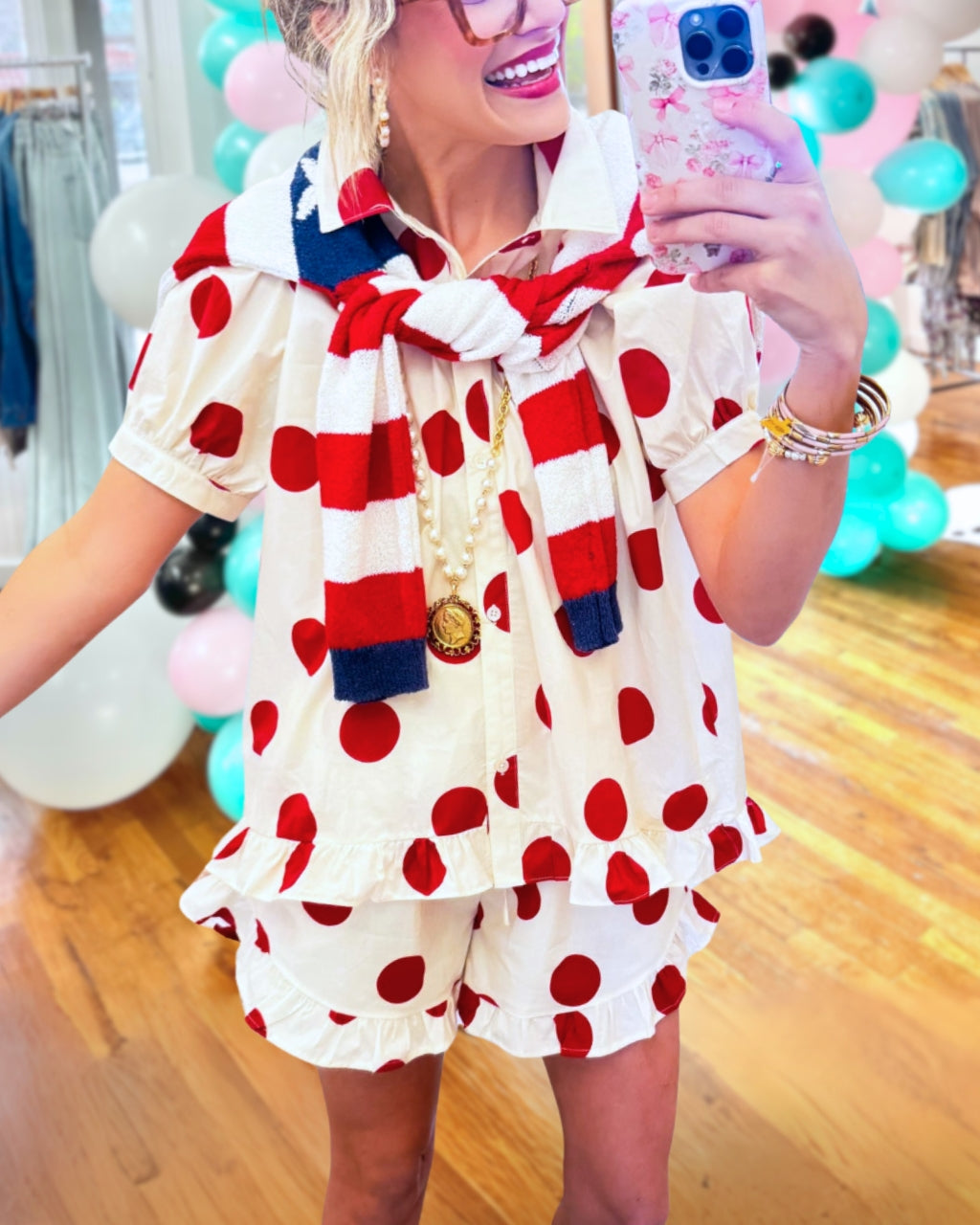 Poplin Polka Dot Shorts Set