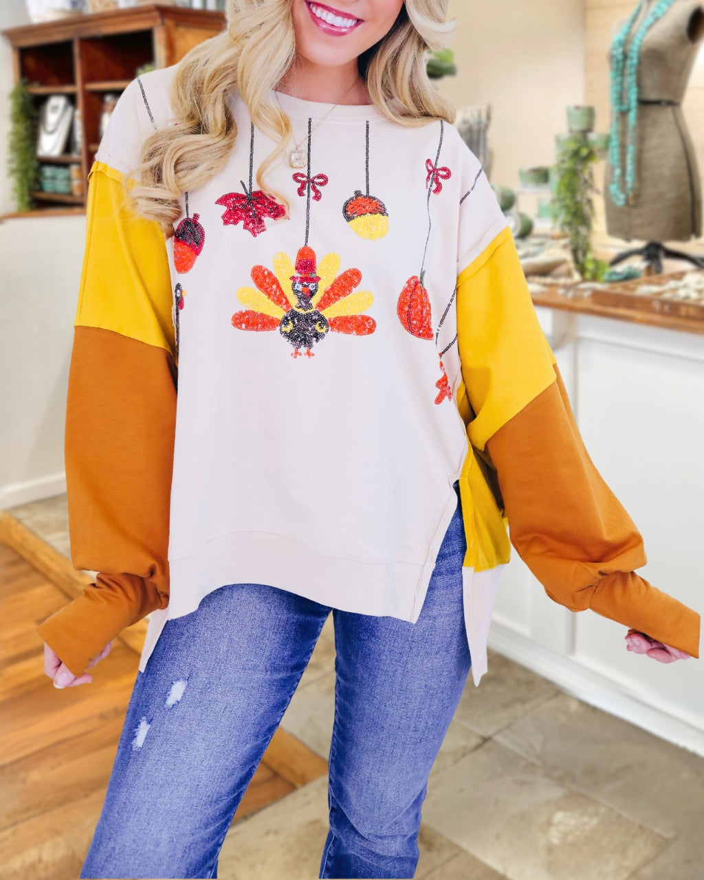 Thanksgiving Turkey Sequined Sweatshirt
