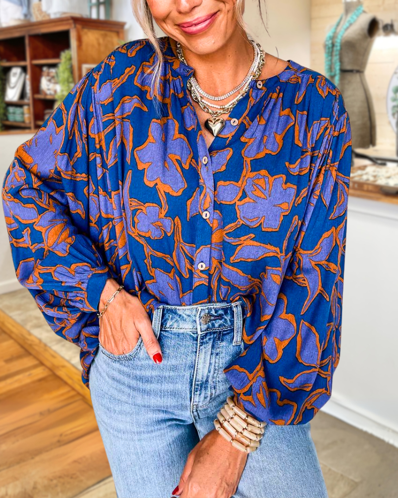 Floral Batwing Sleeve Shirt