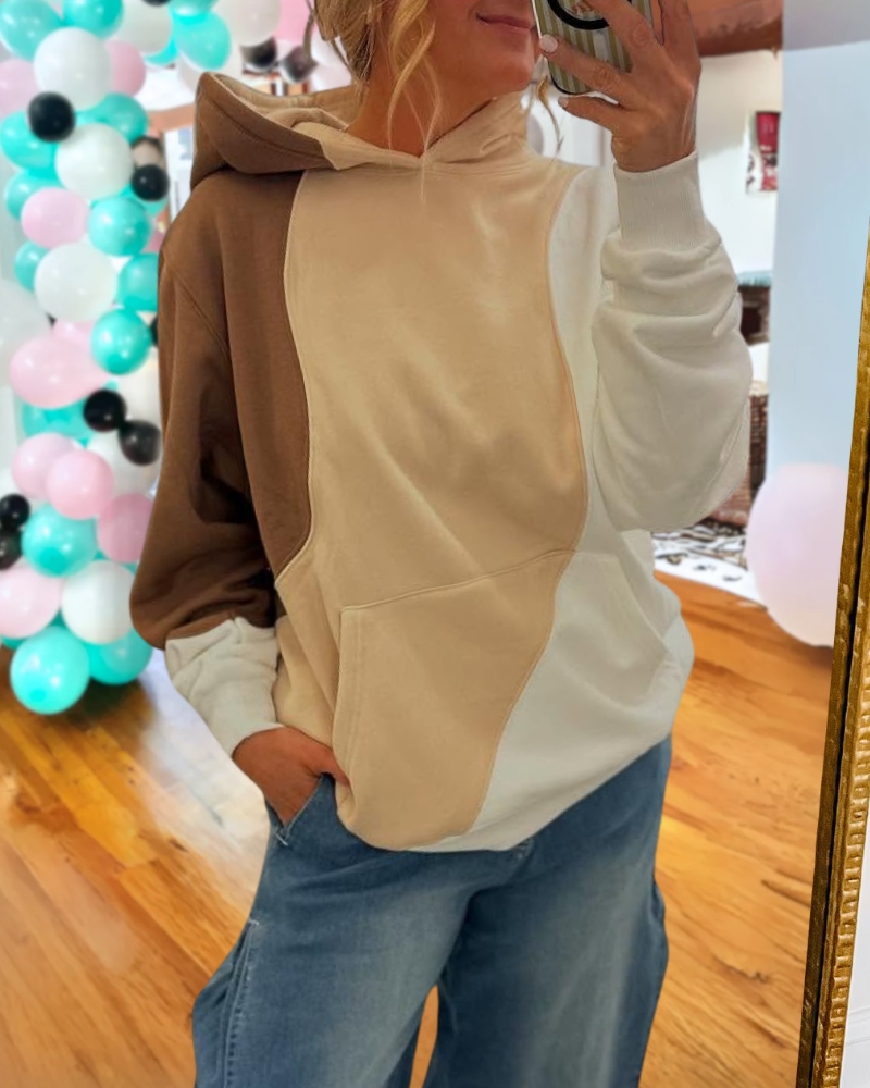 Trendy Color Block Hoodie