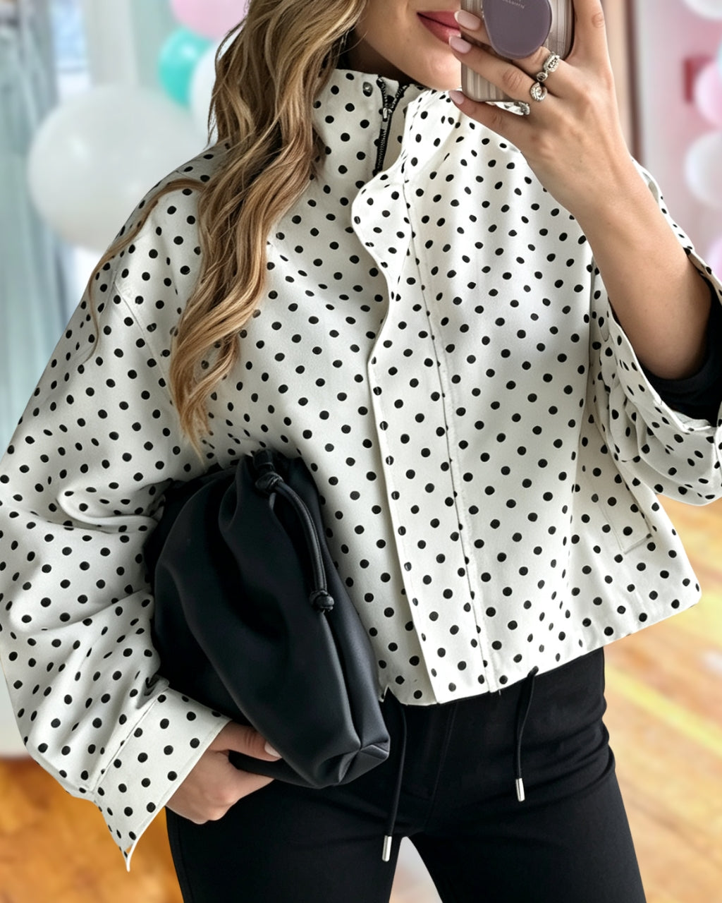Stylish Turtleneck Polka-Dot Jacket