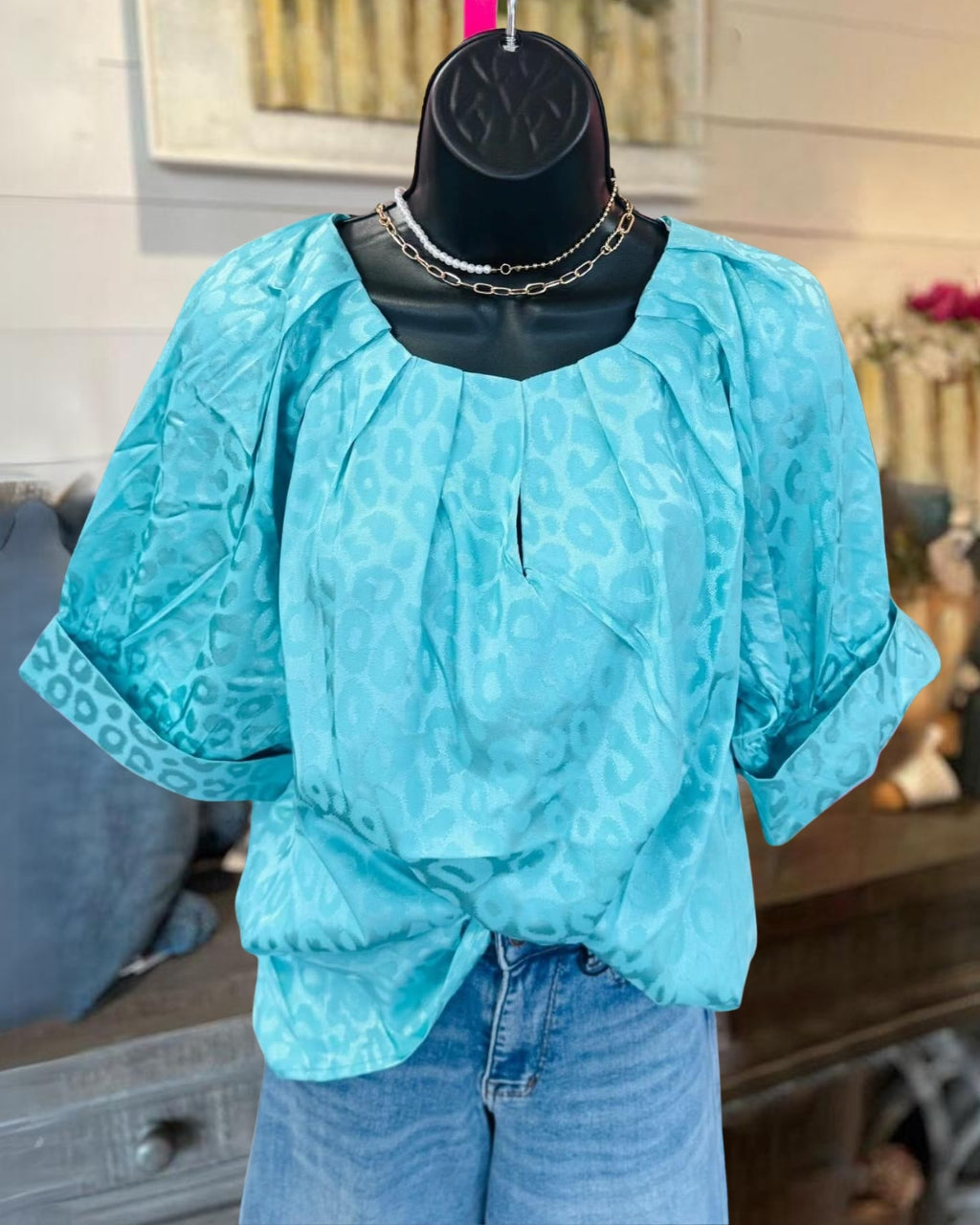 Ruffled Leopard Satin Top