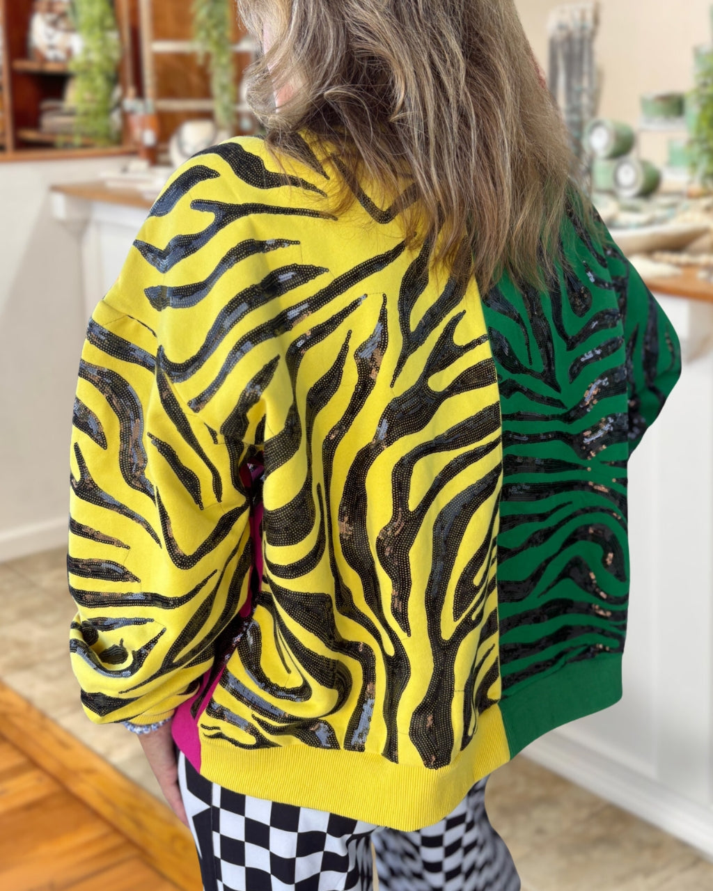 Tiger Sequin Colorblock Sweatshirt