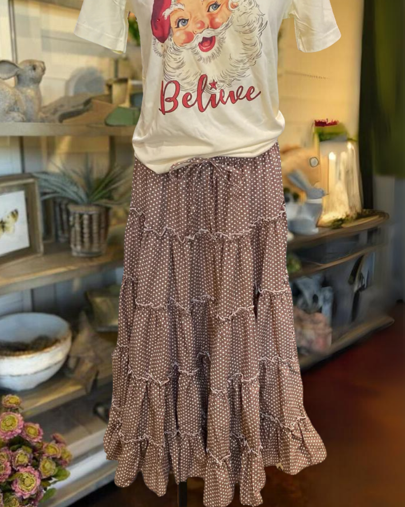 Polka Dot Layered Midi Skirt