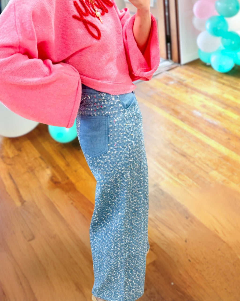 Sparkly Sequin Denim Jeans