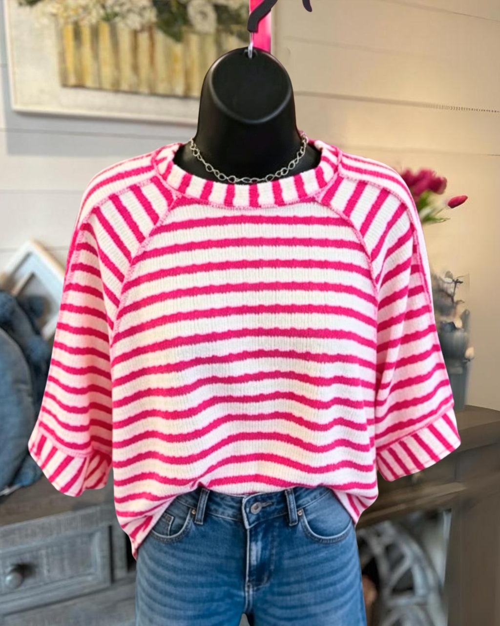 Chic Reverse Stitching Striped Top