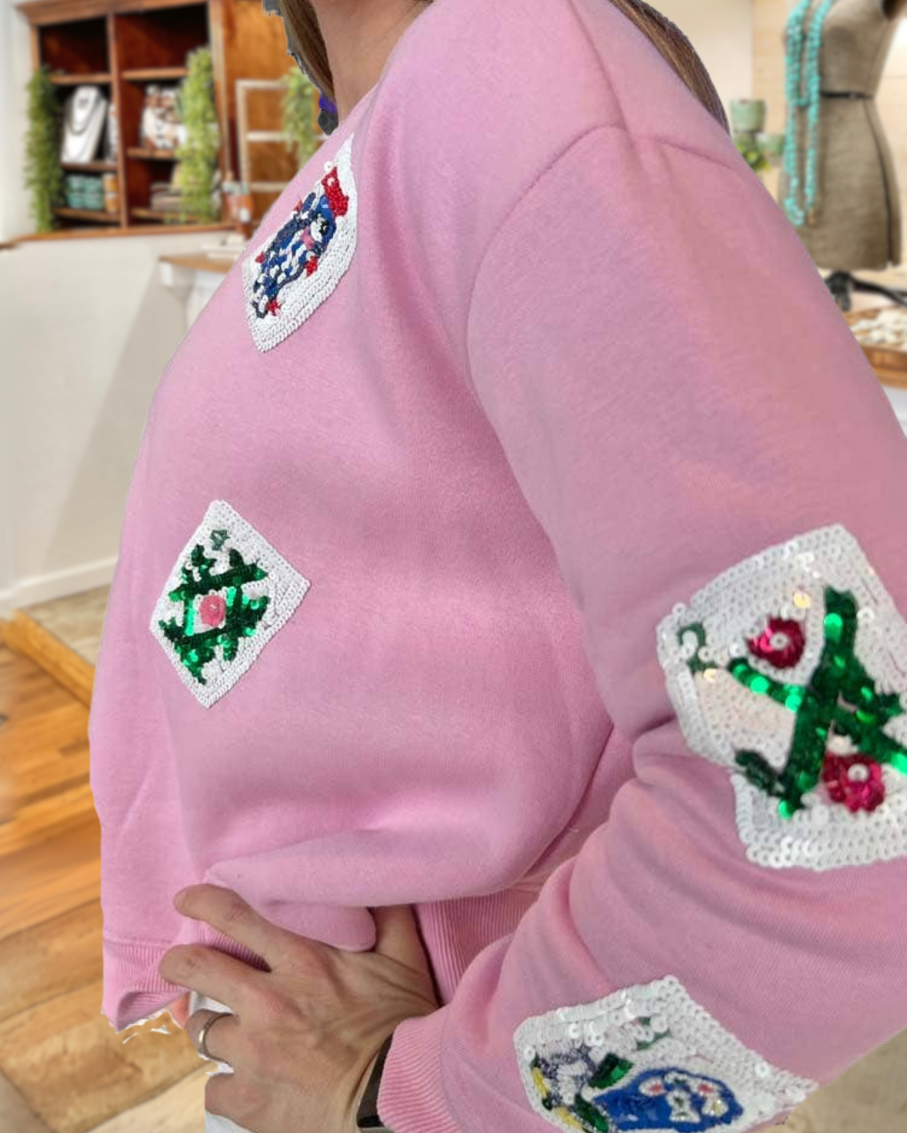 Mahjong-sequin Crew-neck Pullover