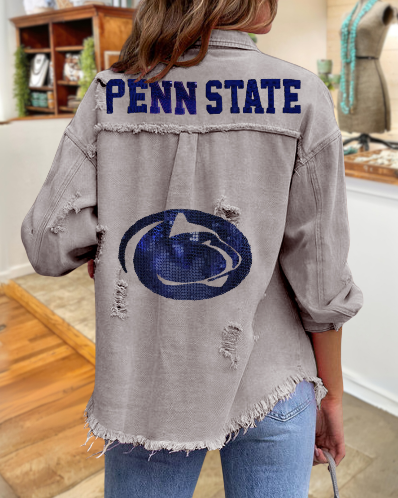 Penn State Sequined Raw-Edge Jacket