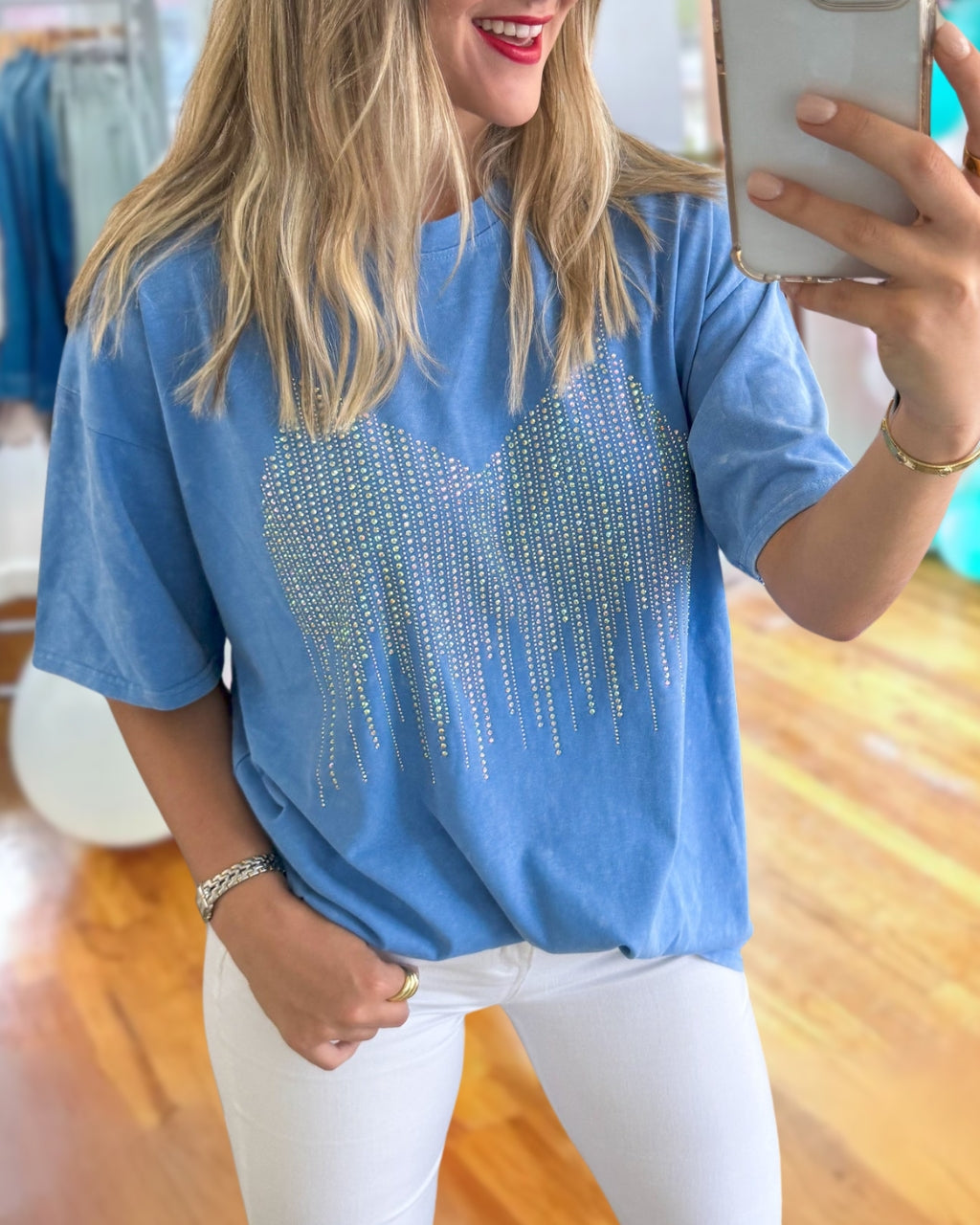 Bikini Rhinestone Crewneck T-Shirt
