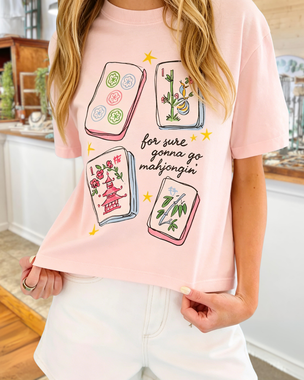 Mahjong Pattern Printed T-shirt