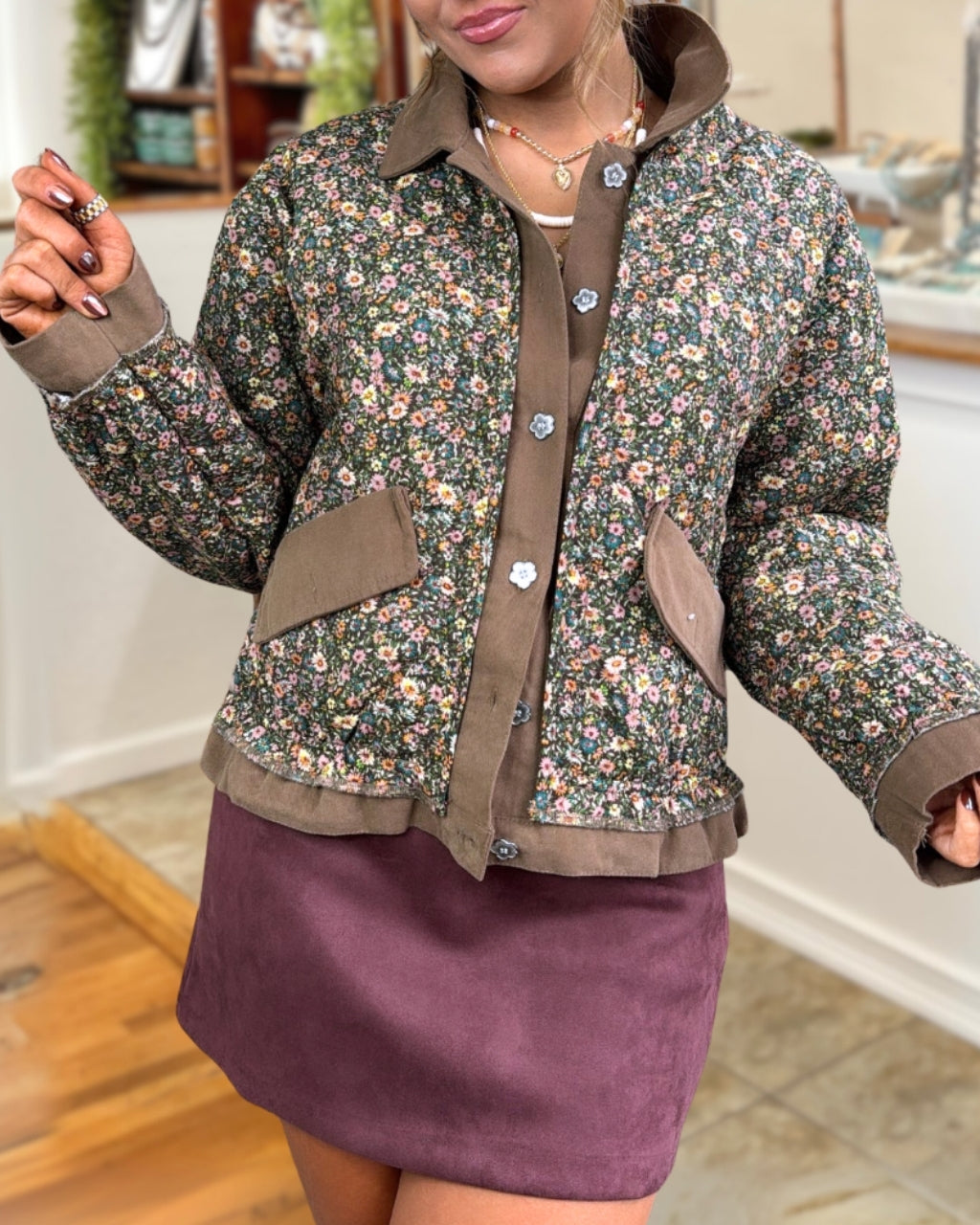 Retro Quilted Floral Jacket
