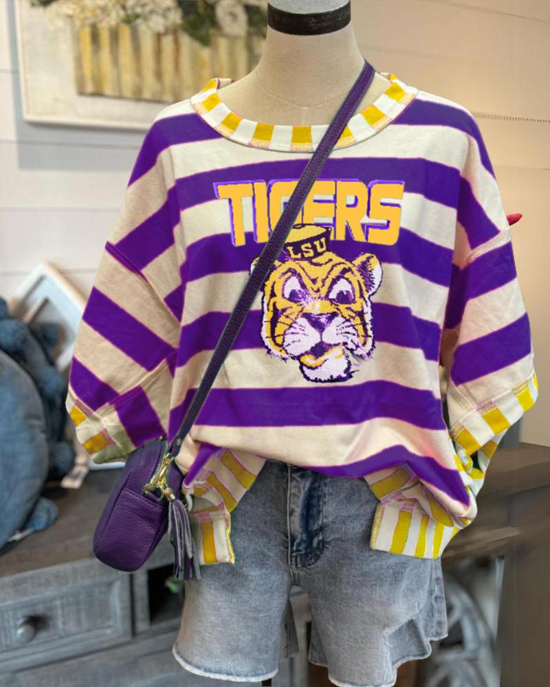 Tigers LSU Sequin Stripe T-Shirt