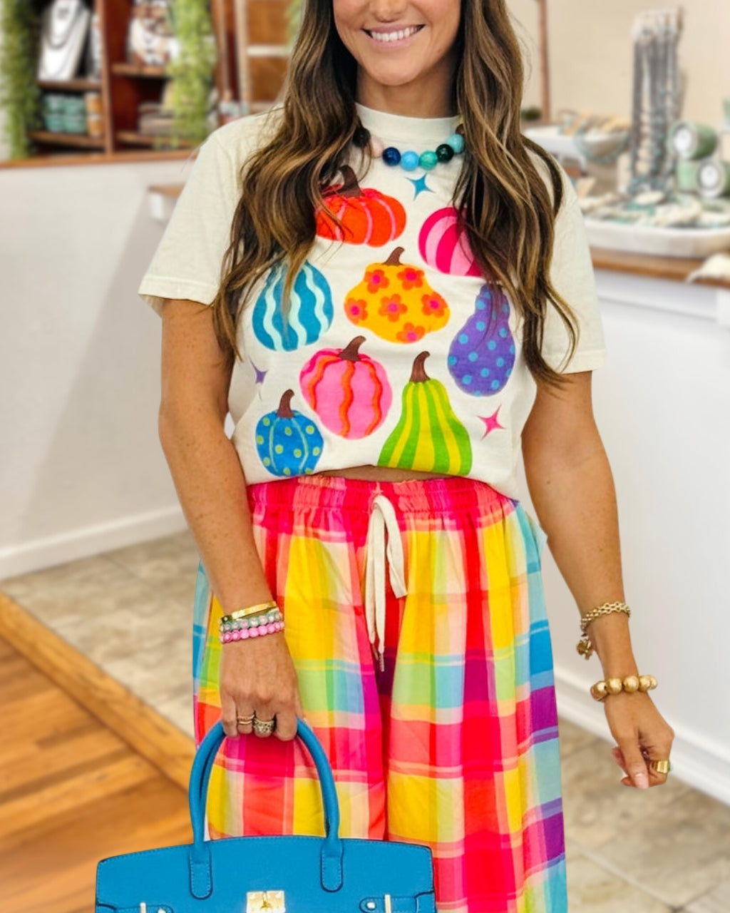 Colorful Pumpkin Print Halloween T-Shirt