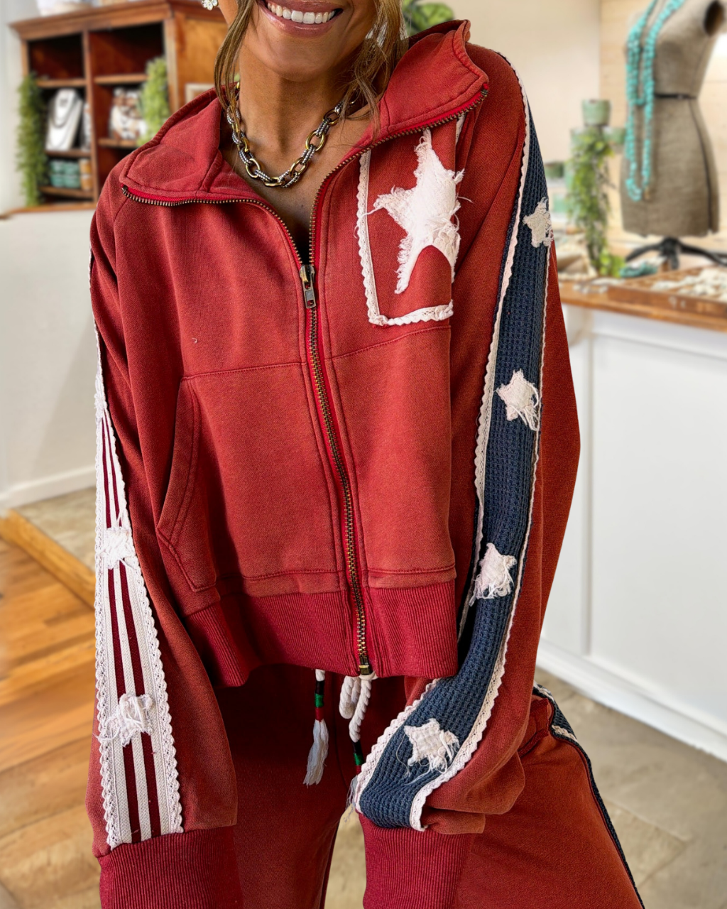 Star Appliqué Patchwork Jacket