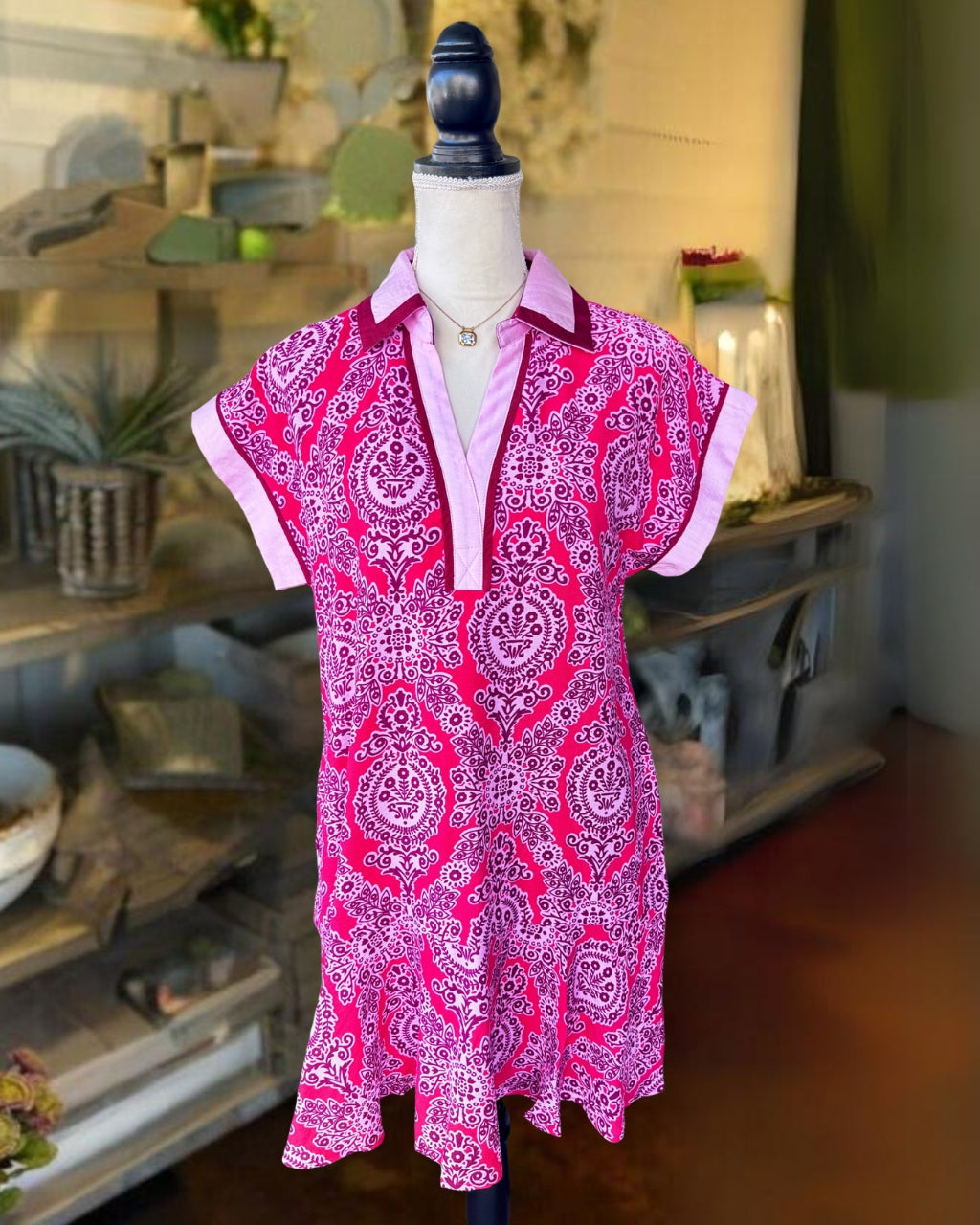 Retro Floral V-neck Dress