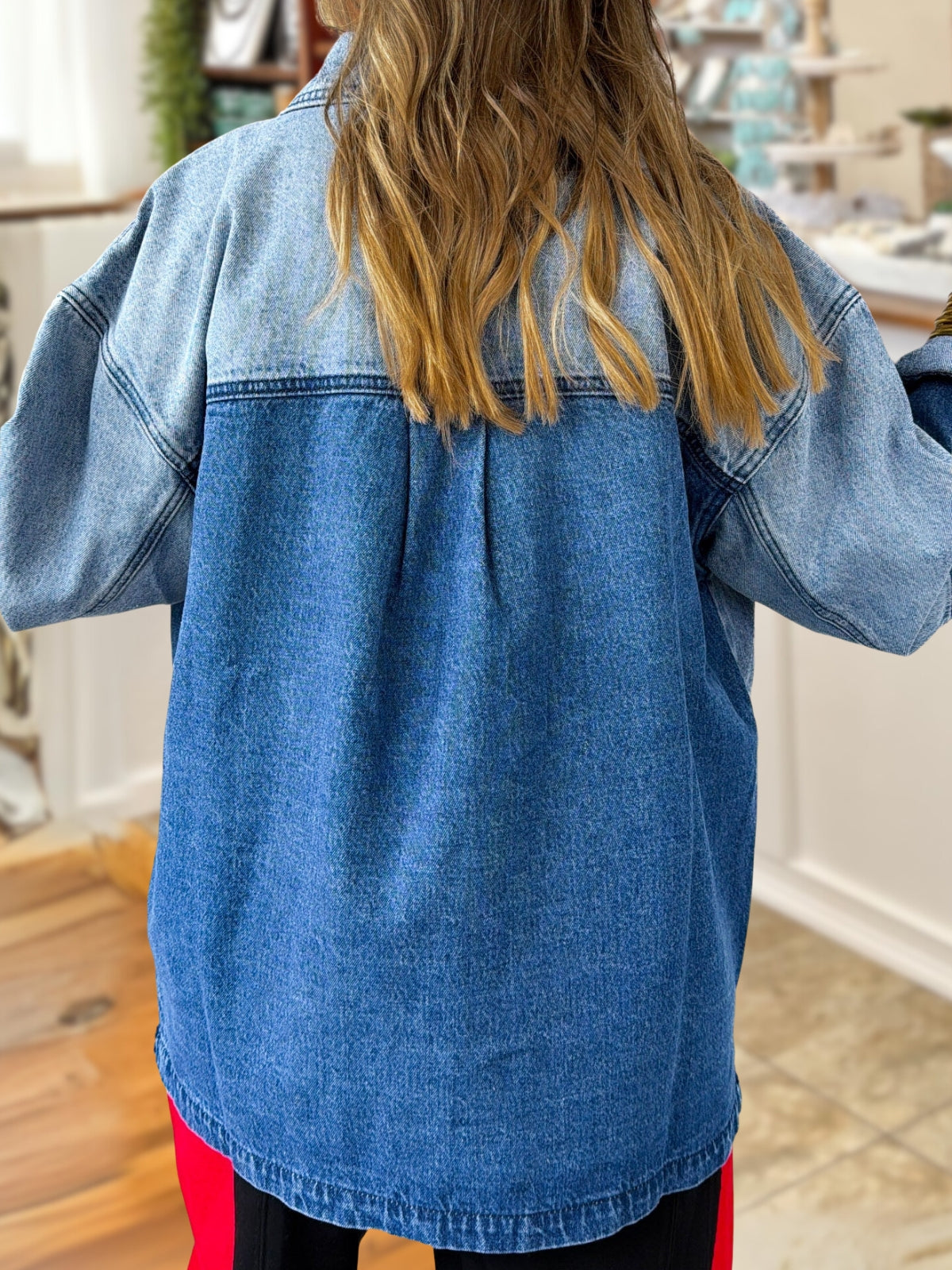 Color-Block Denim Work Jacket