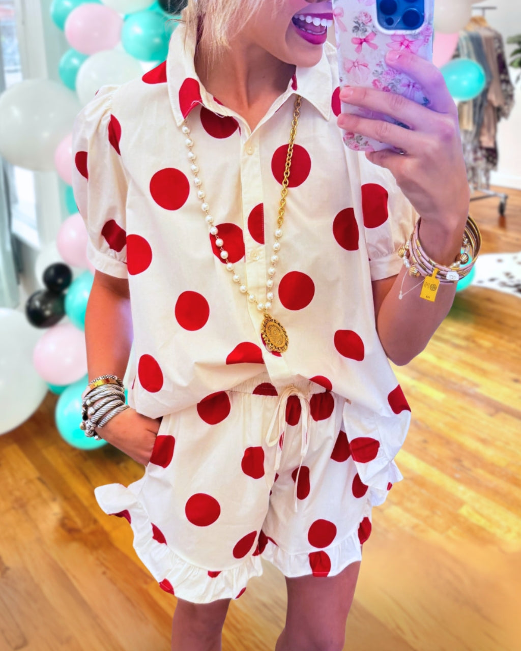 Poplin Polka Dot Shorts Set