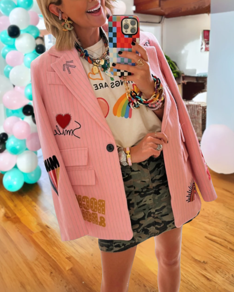 Fun Pattern Striped Jacket