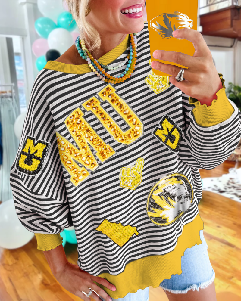 Sequin Missouri Tigers Striped Sweatshirt