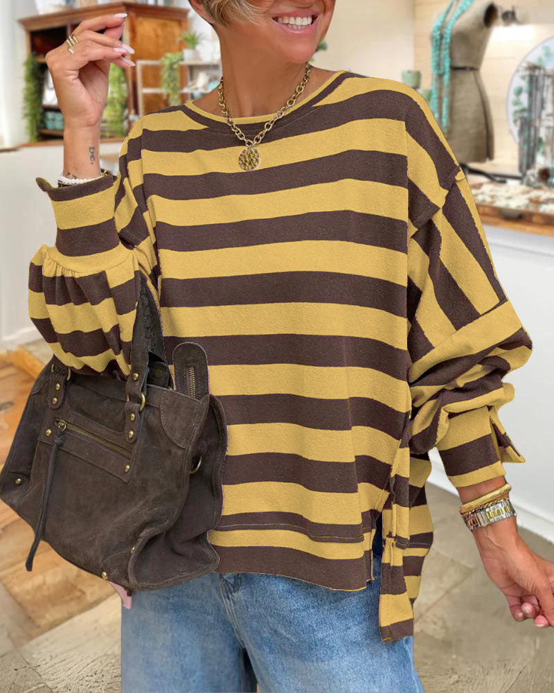 Striped Casual Oversized Sweatshirt