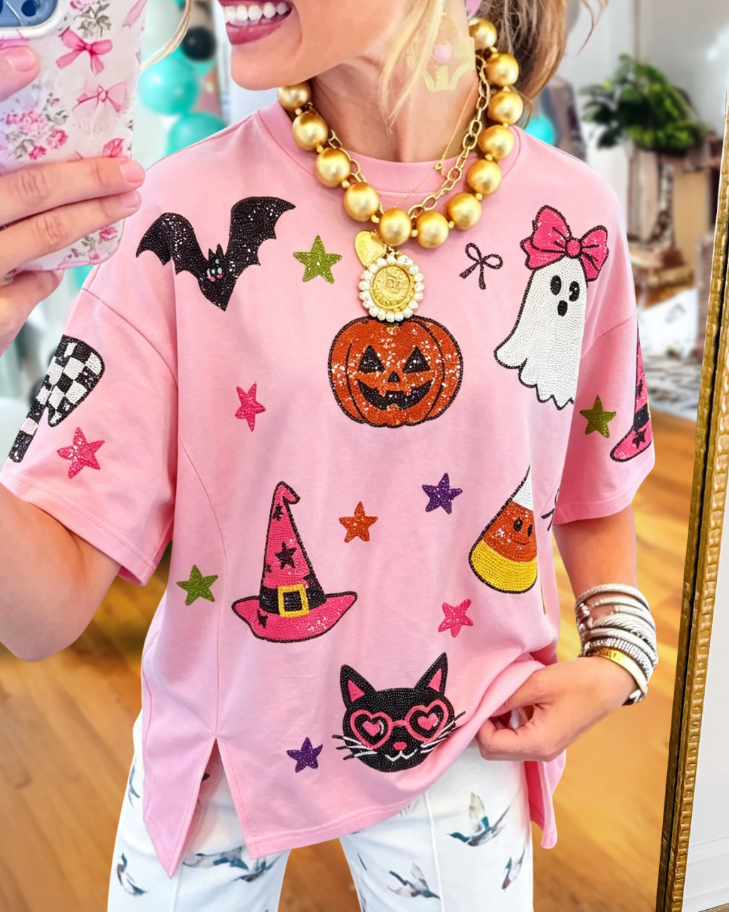 Halloween-themed Sequined T-shirt