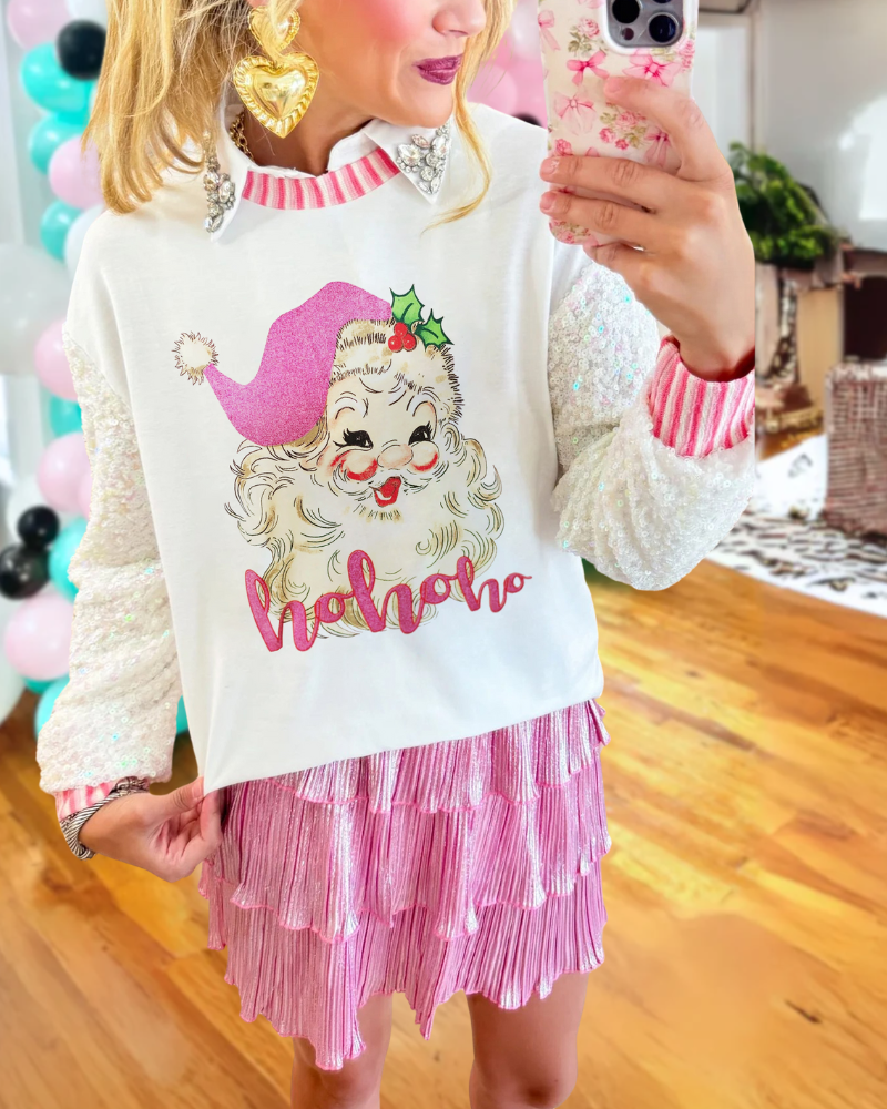 Whimsical Sequin Santa Sweatshirt